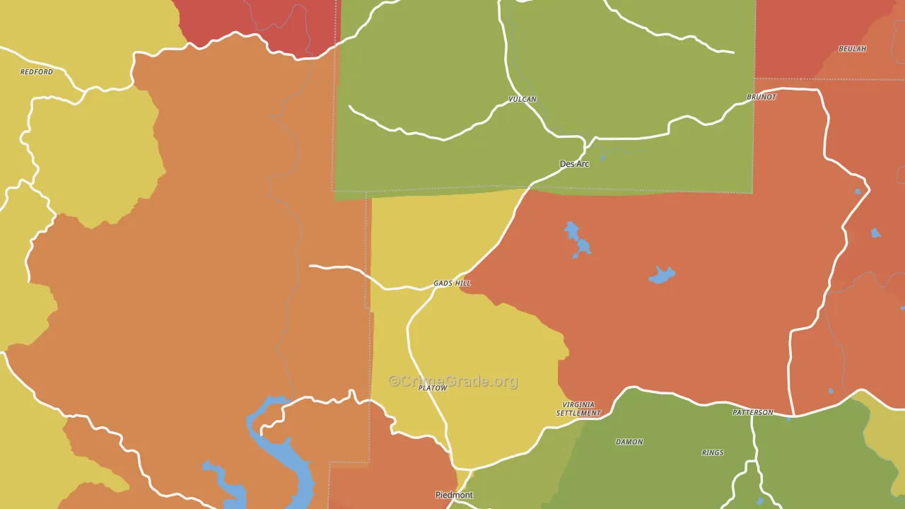Cascade, MO Map of Robbery Rates