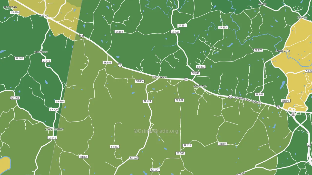 Cascade, VA Map of Robbery Rates