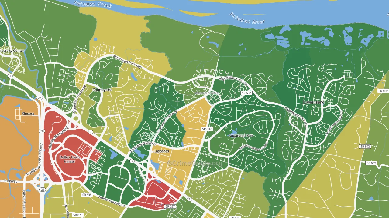 Cascades, VA Map of Robbery Rates