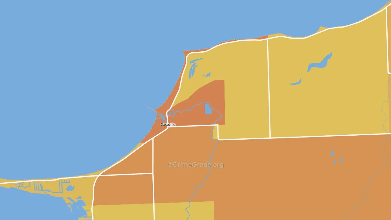 Caseville, MI Map of Robbery Rates