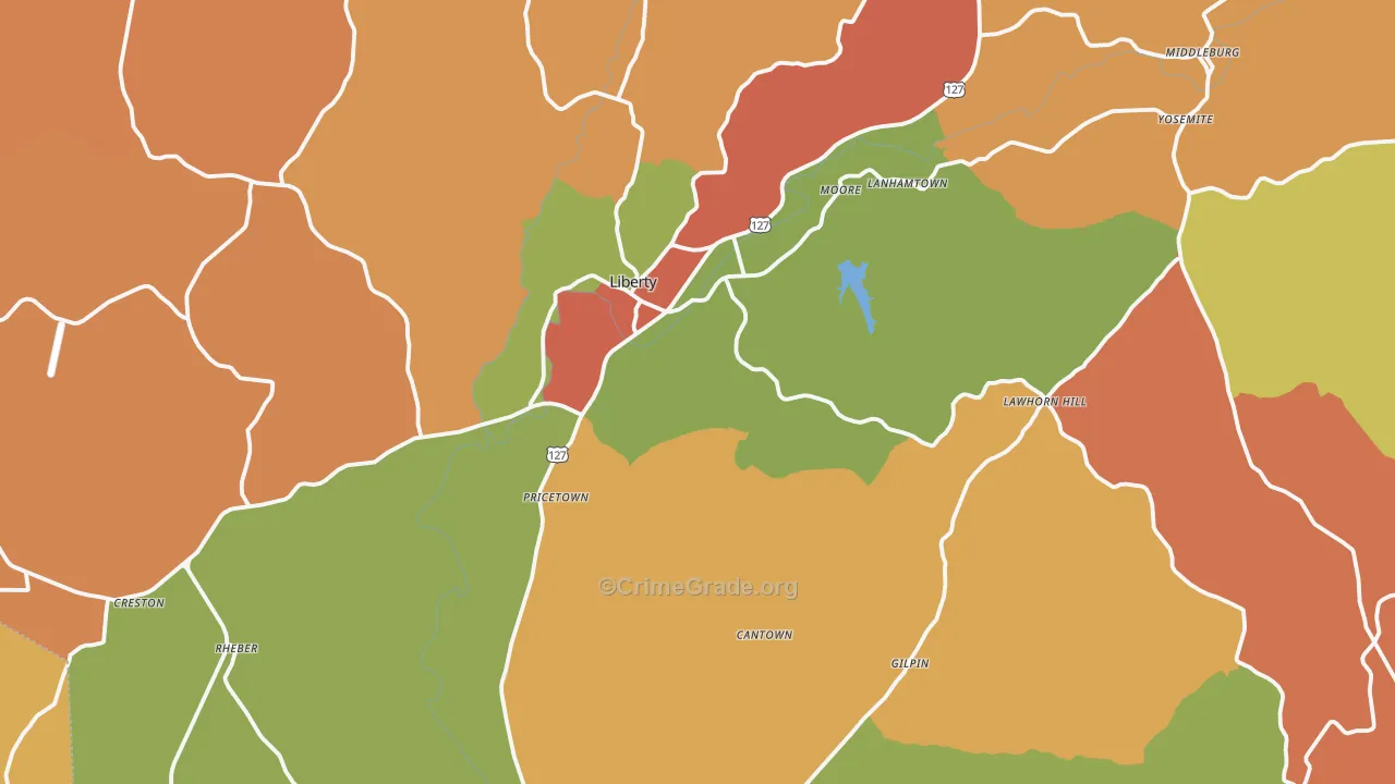 Casey County, KY Map of Robbery Rates