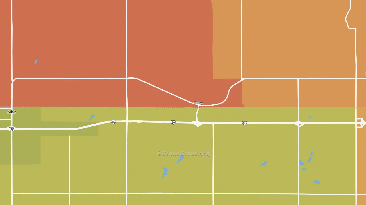 Casey, IA Map of Robbery Rates