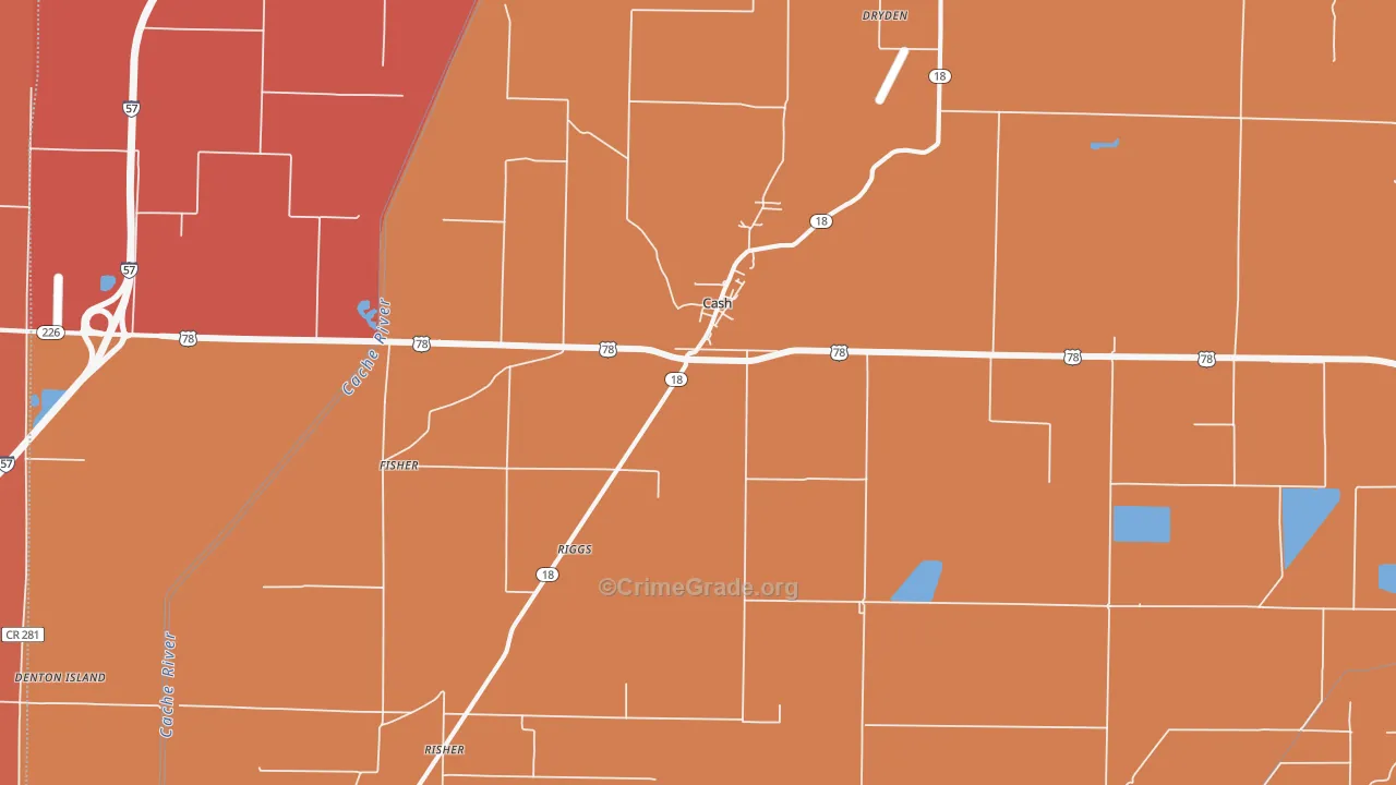 Cash, AR Map of Robbery Rates