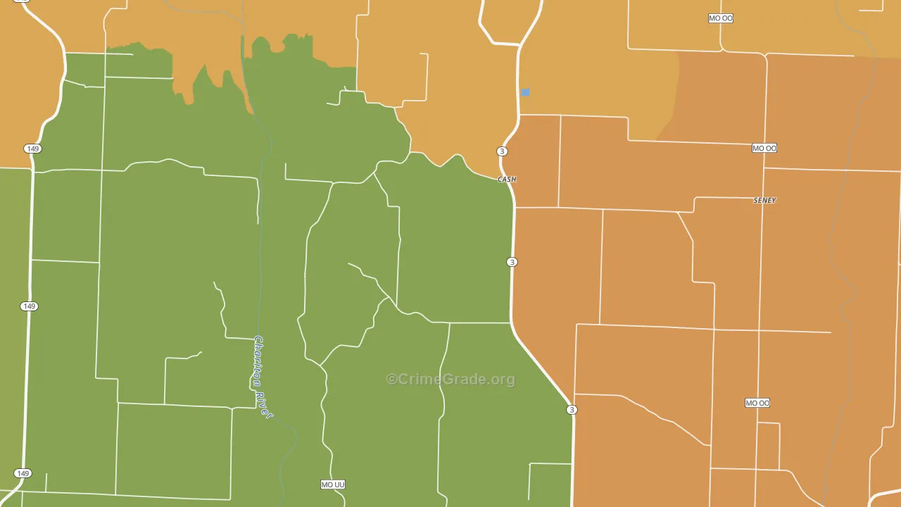Cash, MO Map of Robbery Rates