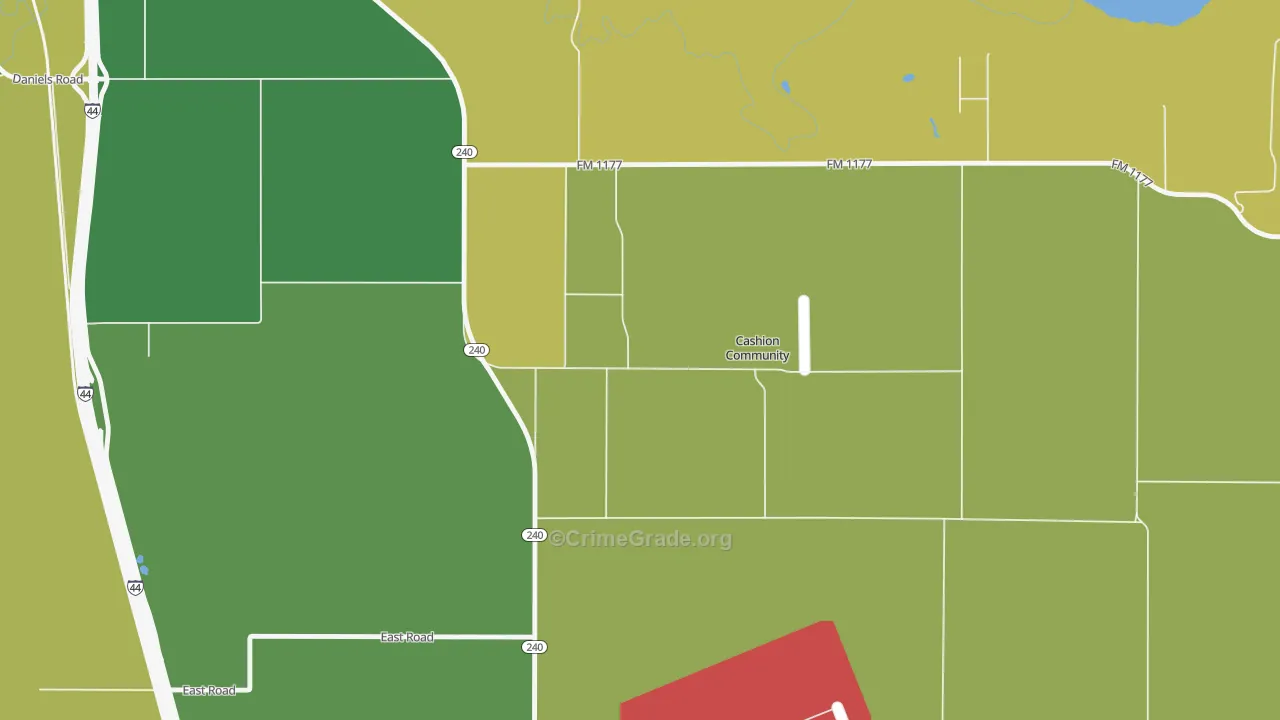 Cashion Community, TX Map of Robbery Rates