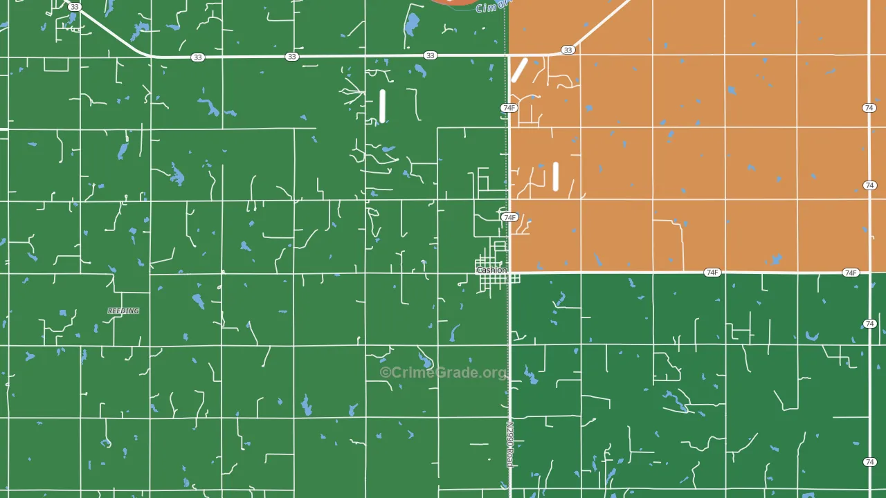 Cashion, OK Map of Robbery Rates
