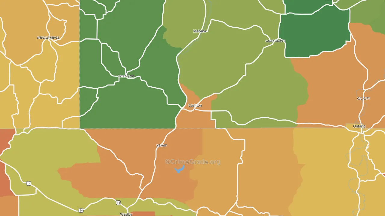 Cashton, WI Map of Robbery Rates