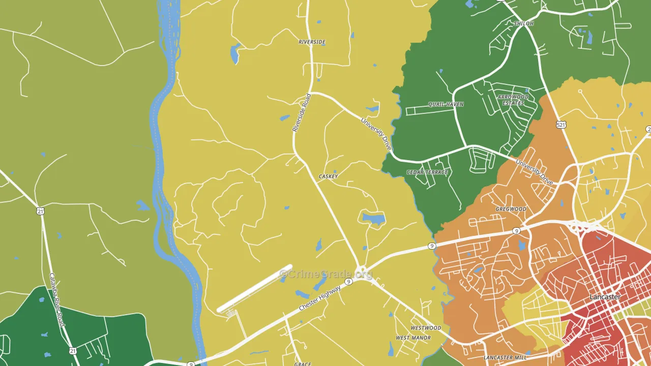 Caskey, SC Map of Robbery Rates