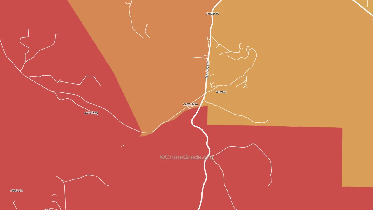 Casmalia, CA Map of Robbery Rates