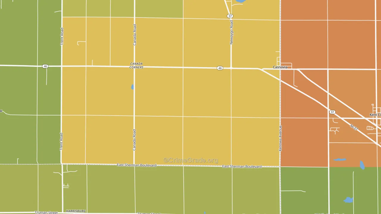 Casnovia, MI Map of Robbery Rates