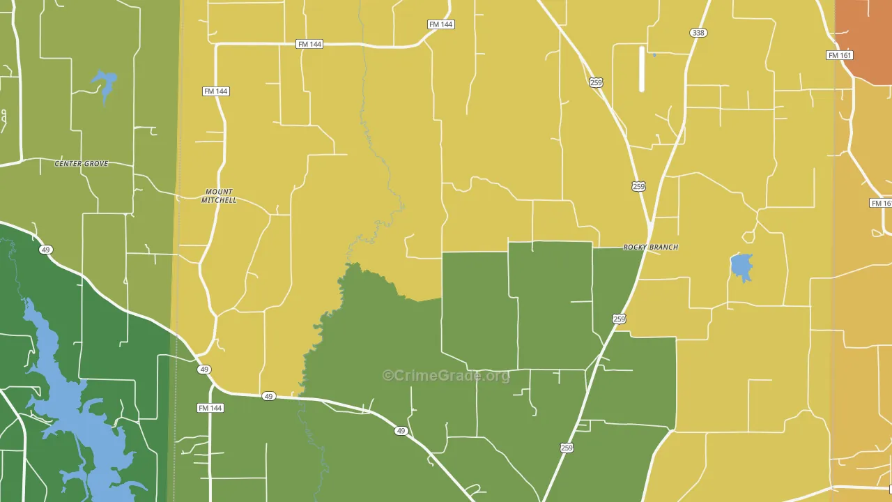 Cason, TX Map of Robbery Rates
