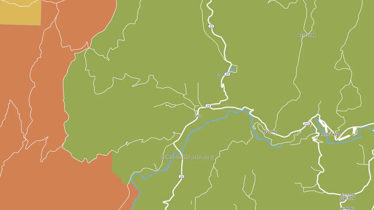 Cass, AR Map of Robbery Rates