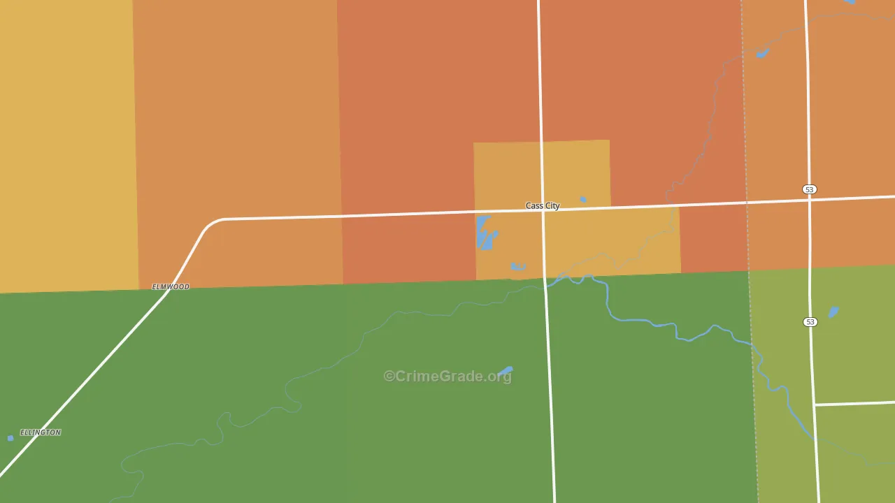 Cass City, MI Map of Robbery Rates