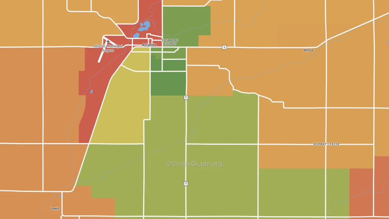 Cass County, IA Map of Robbery Rates