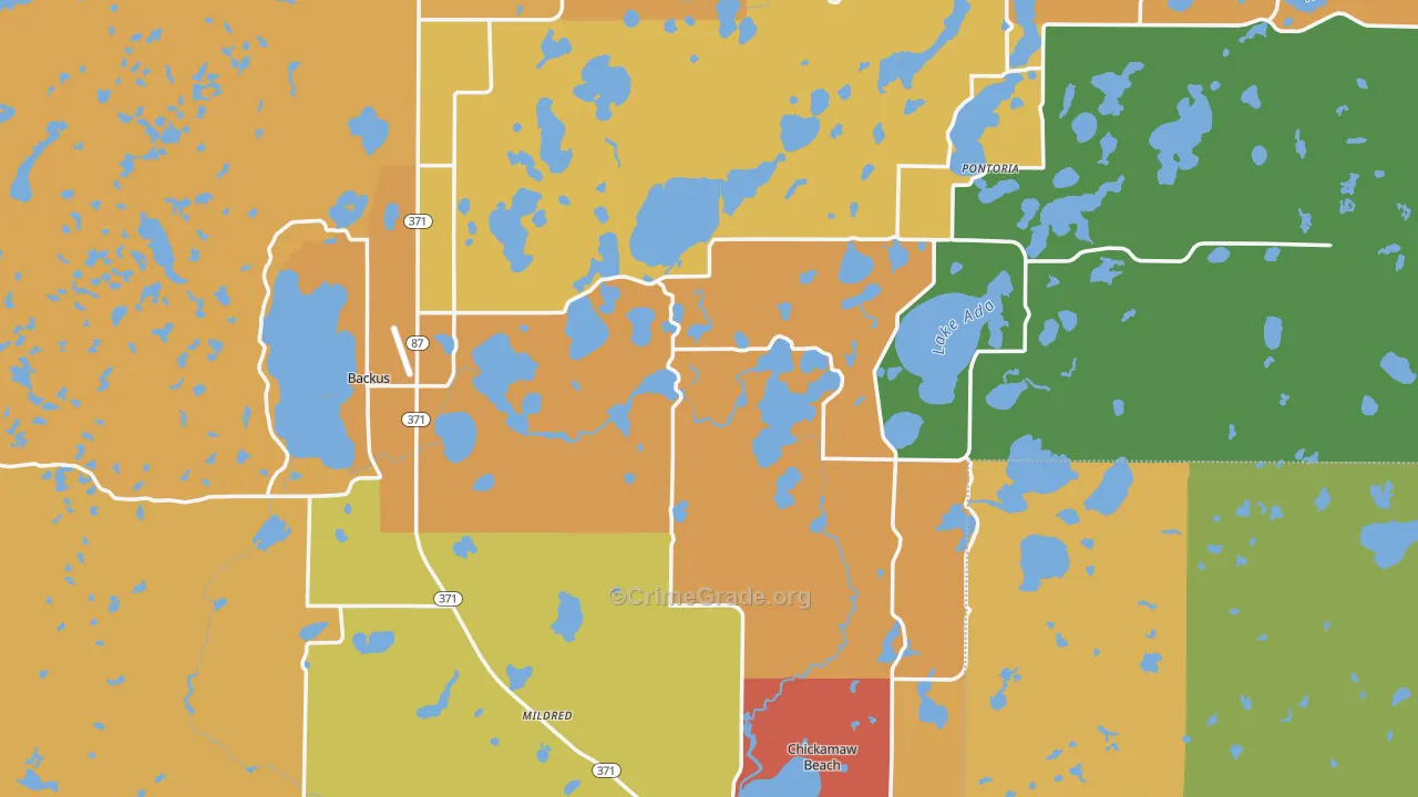 Cass County, MN Map of Robbery Rates