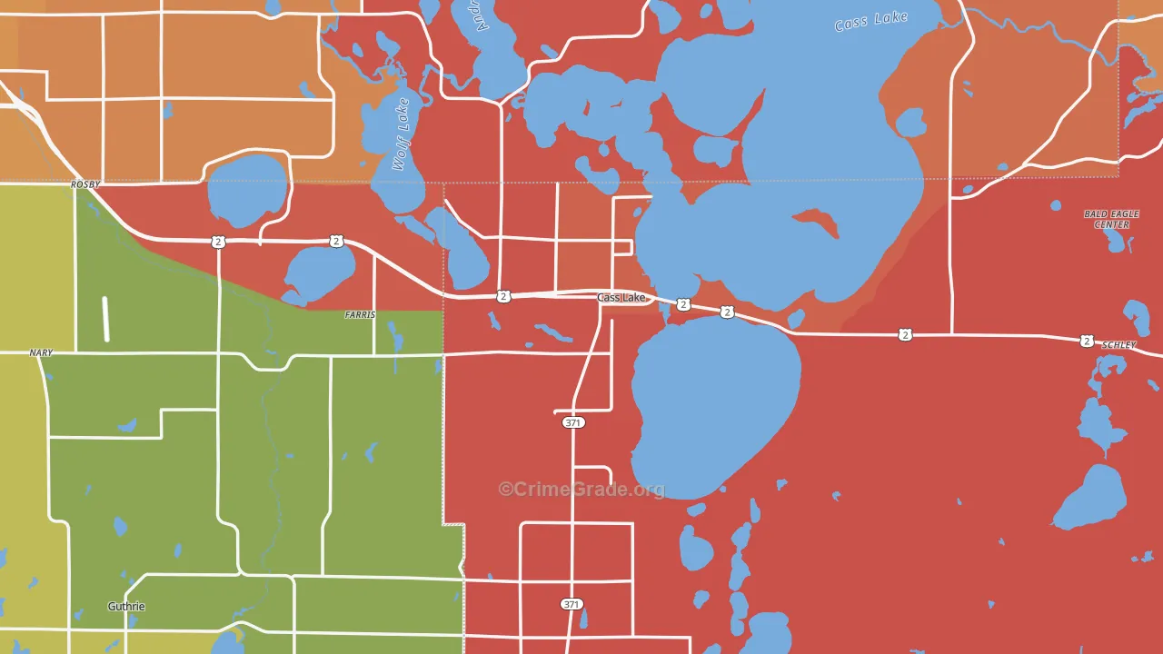 Cass Lake, MN Map of Robbery Rates