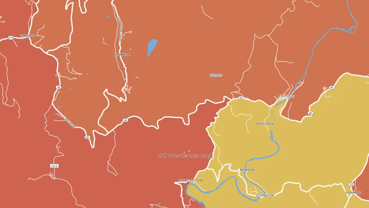 Cass, WV Map of Robbery Rates