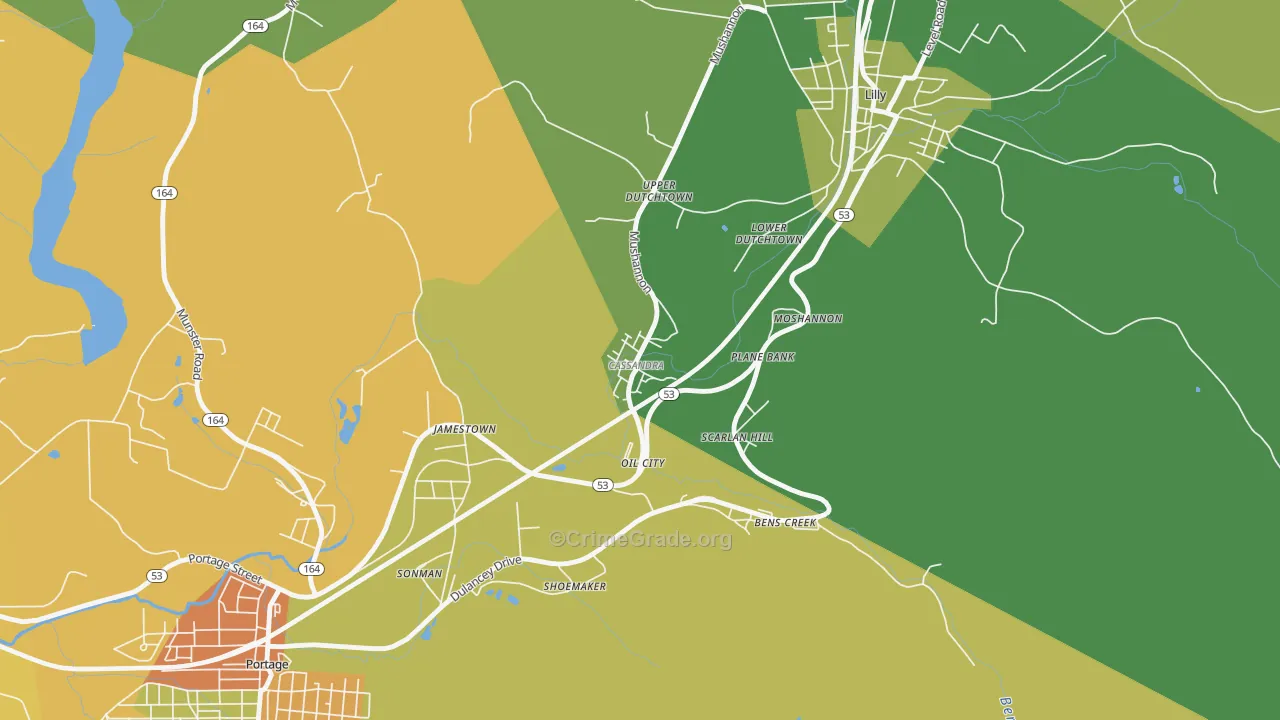 Cassandra, PA Map of Robbery Rates