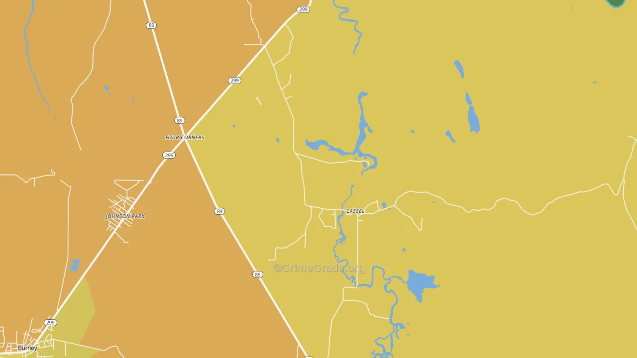 Cassel, CA Map of Robbery Rates