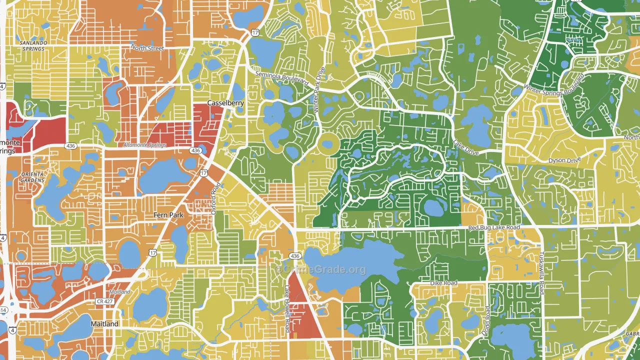 Casselberry, FL Map of Robbery Rates
