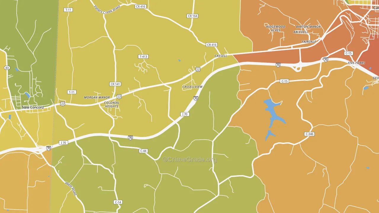 Cassell, OH Map of Robbery Rates