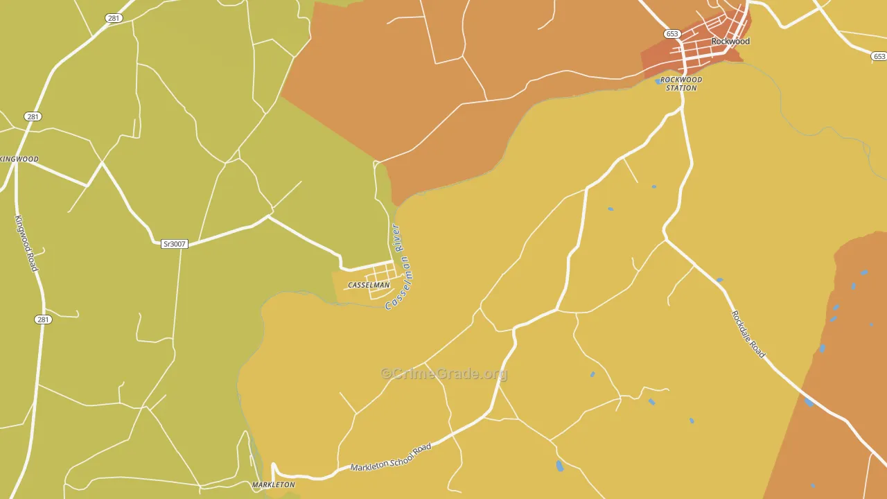 Casselman, PA Map of Robbery Rates
