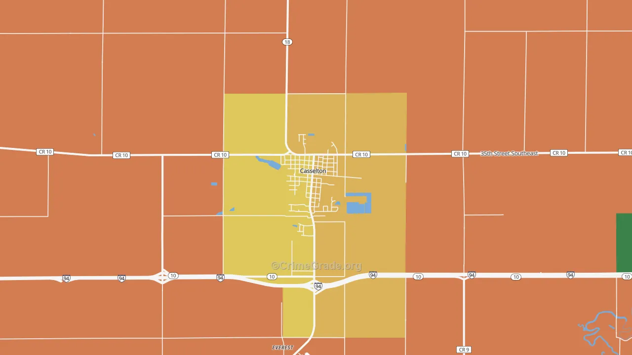 Casselton, ND Map of Robbery Rates