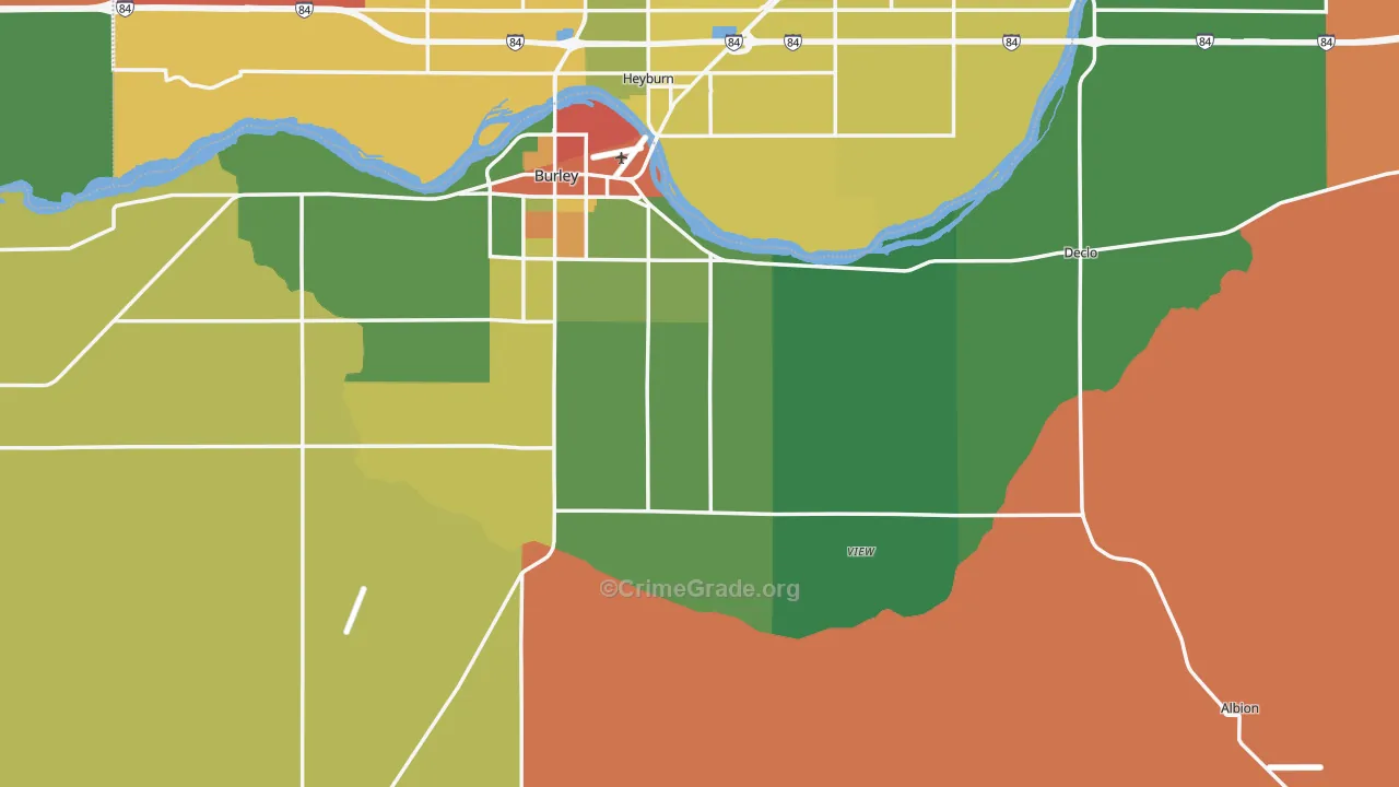 Cassia County, ID Map of Robbery Rates