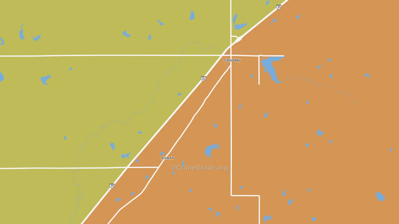 Cassoday, KS Map of Robbery Rates