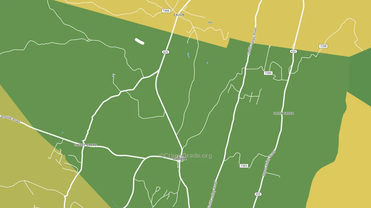 Cassville, PA Map of Robbery Rates
