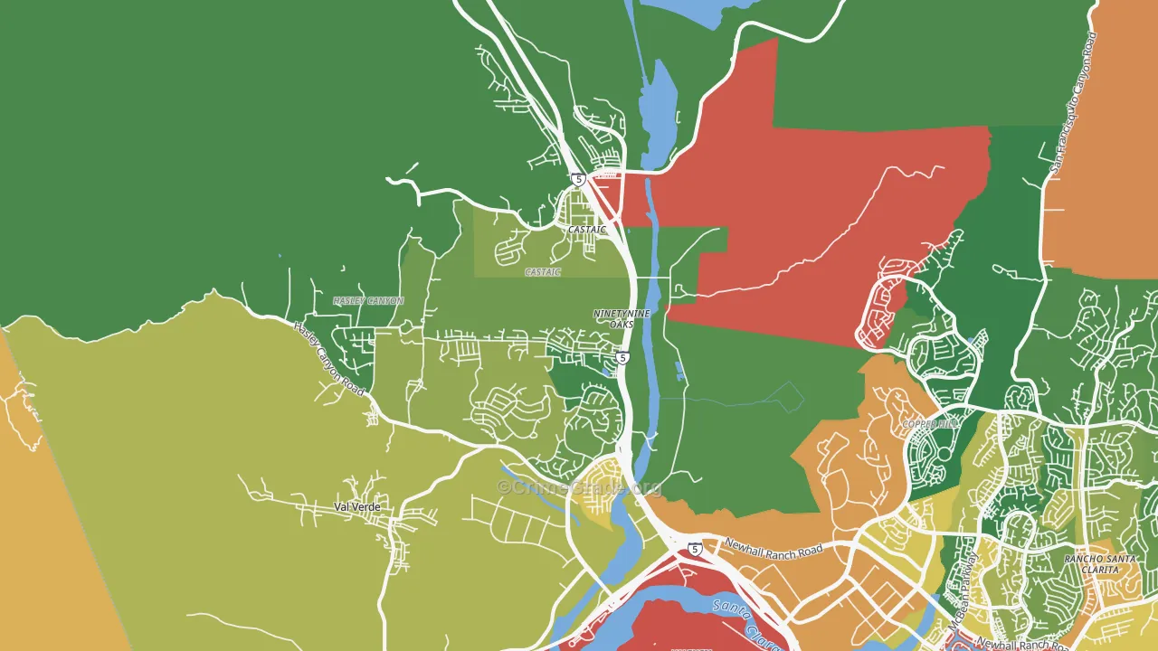 Castaic, CA Map of Robbery Rates