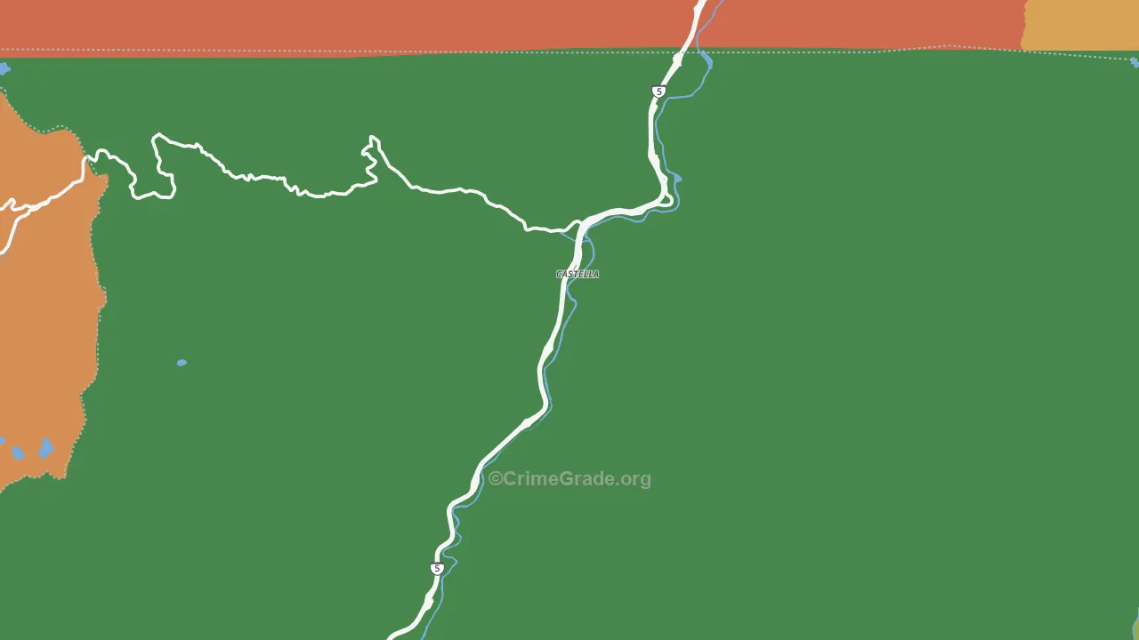 Castella, CA Map of Robbery Rates