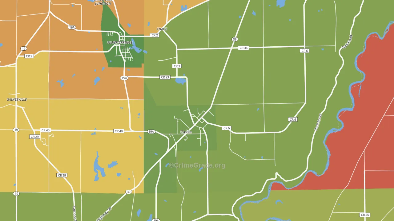 Castile, NY Map of Robbery Rates