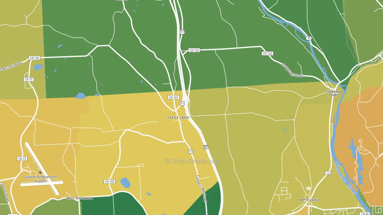 Castle Creek, NY Map of Robbery Rates