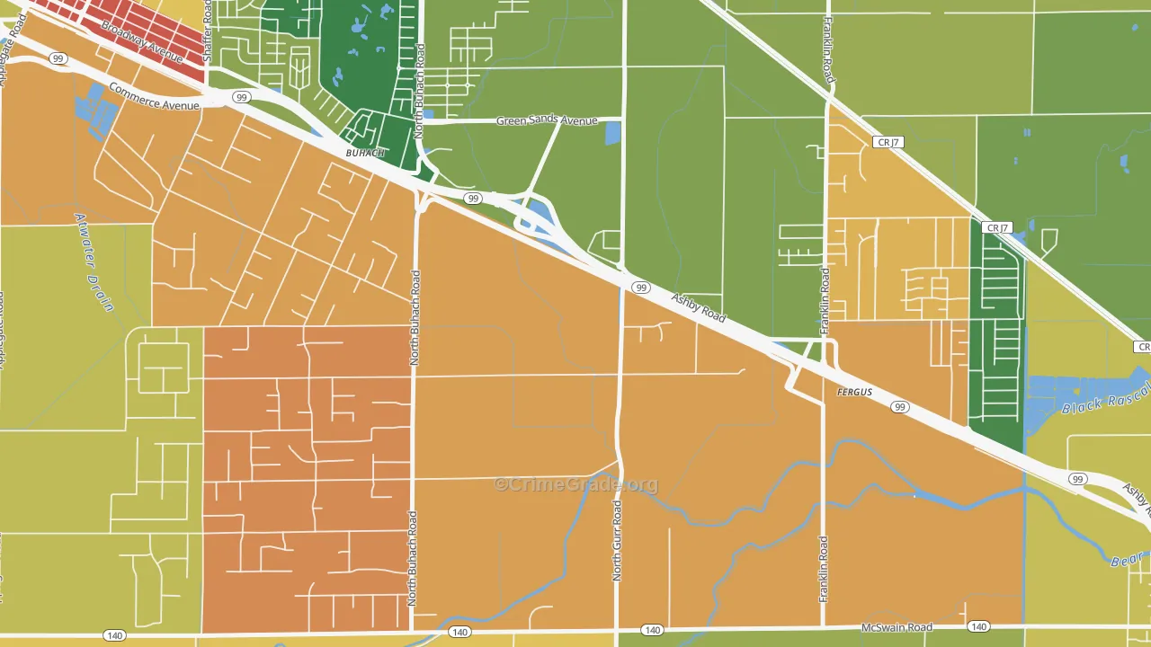 Castle Garden, CA Map of Robbery Rates
