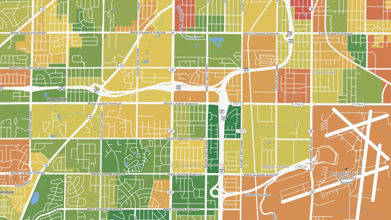 Castle Manor, Milwaukee, WI Map of Robbery Rates