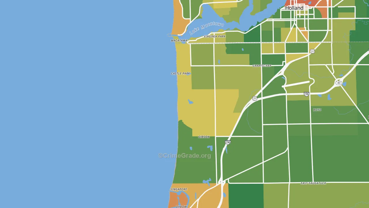 Castle Park, MI Map of Robbery Rates