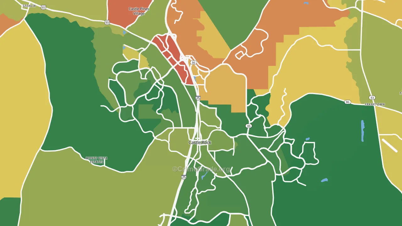Castle Rock, CO Map of Robbery Rates