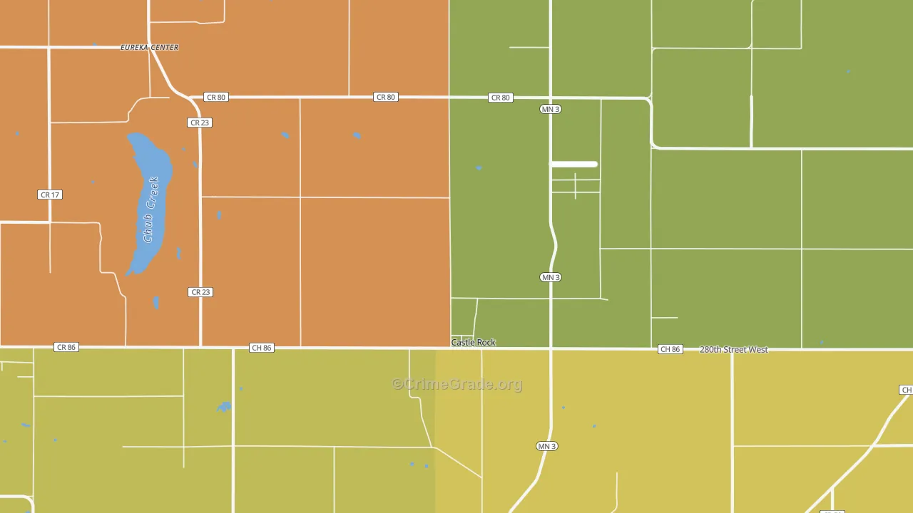 Castle Rock, MN Map of Robbery Rates