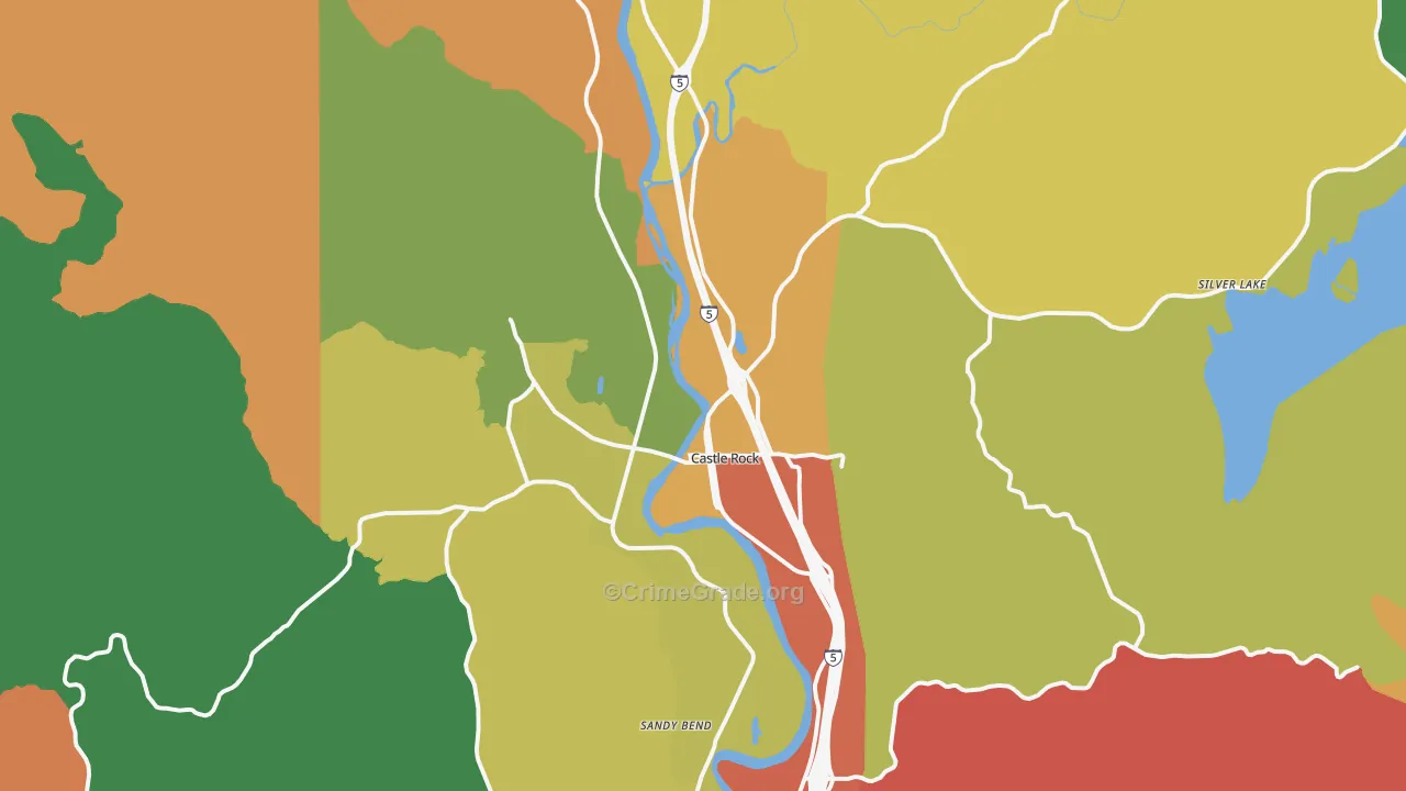 Castle Rock, WA Map of Robbery Rates