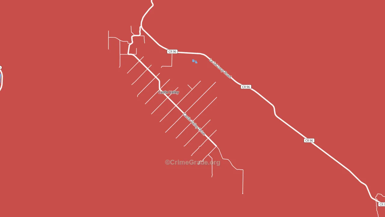 Castle Valley, UT Map of Robbery Rates