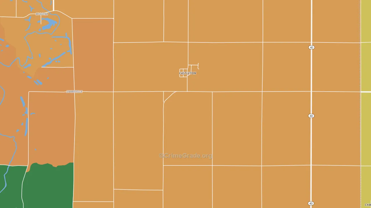 Castleton, IL Map of Robbery Rates