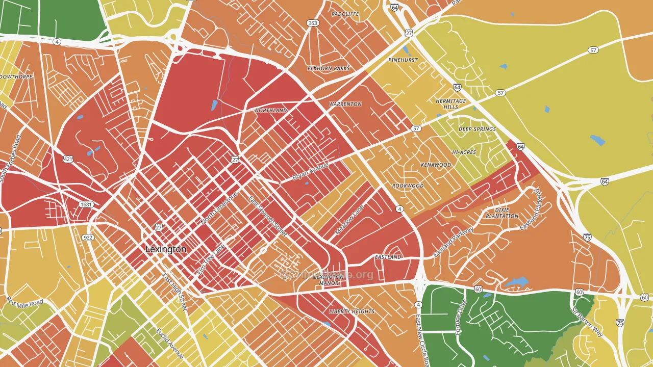 Castlewood Park, Lexington, KY Map of Robbery Rates