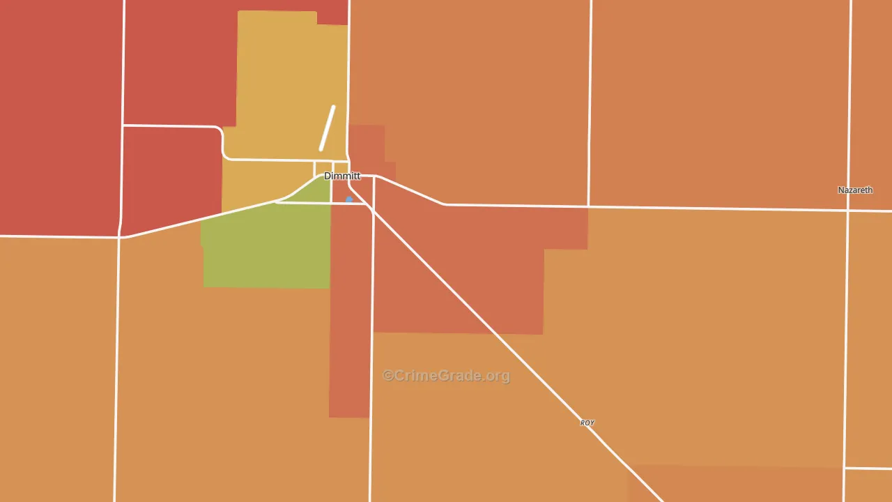 Castro County, TX Map of Robbery Rates