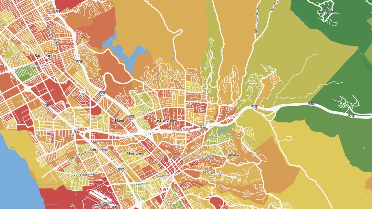 Castro Valley, CA Map of Crime Rates