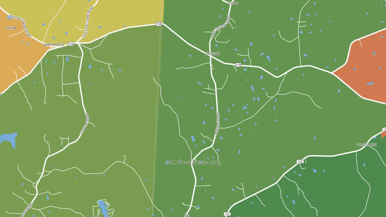 Casville, NC Map of Robbery Rates
