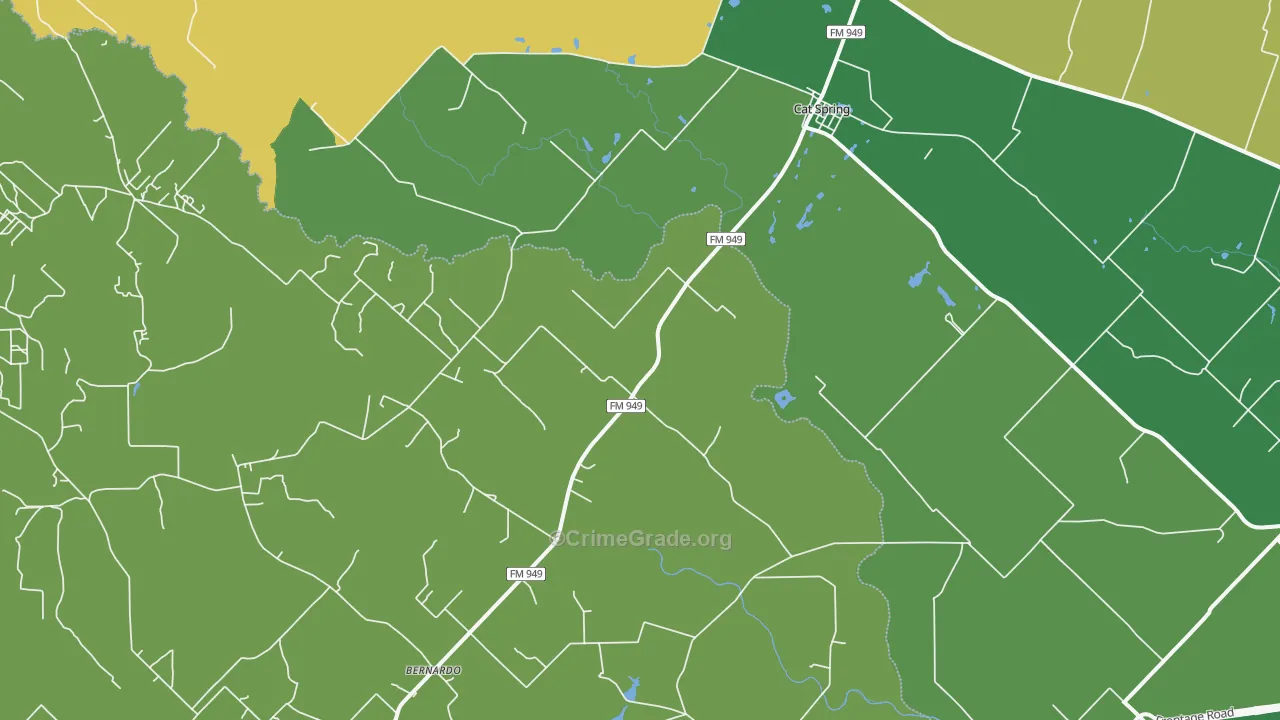 Cat Spring, TX Map of Robbery Rates