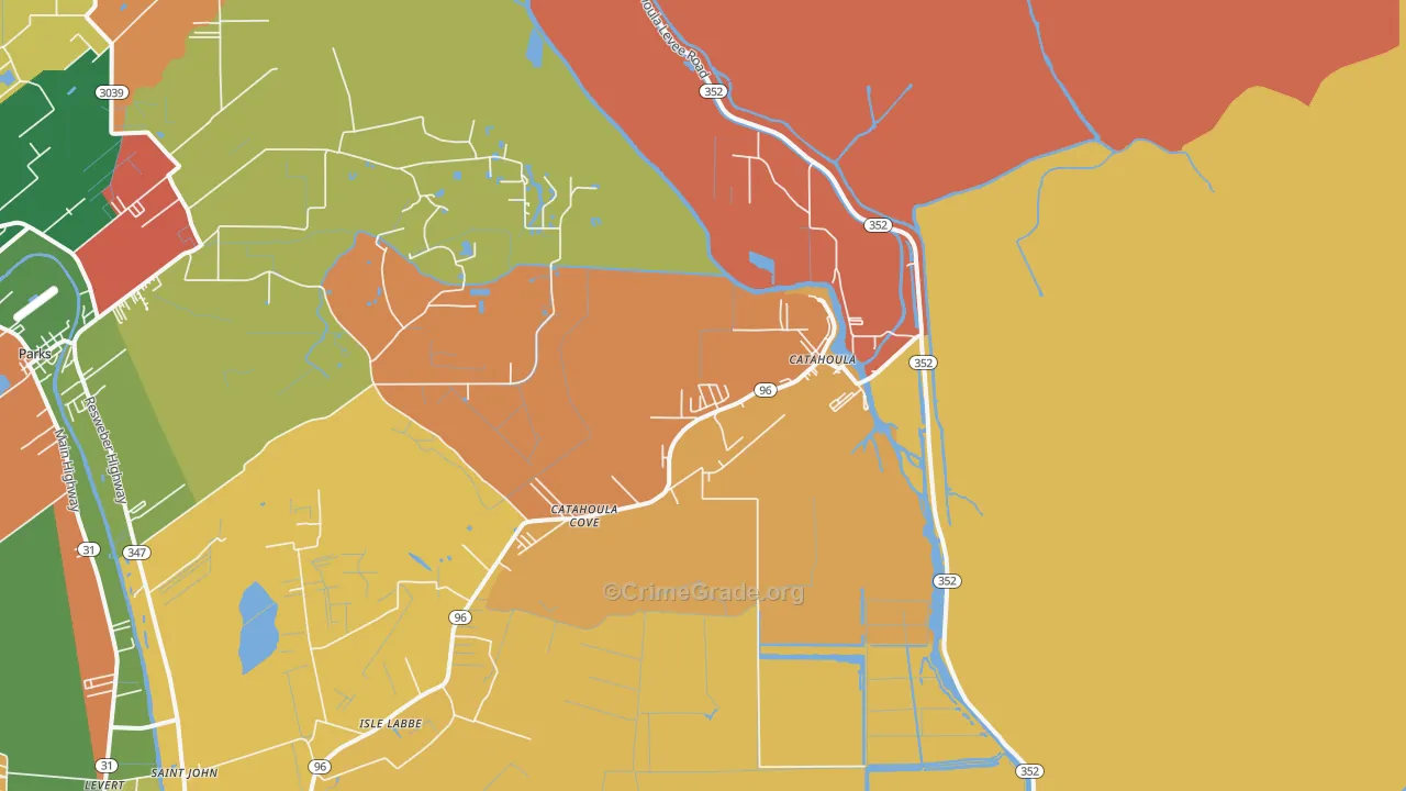 Catahoula, LA Map of Robbery Rates