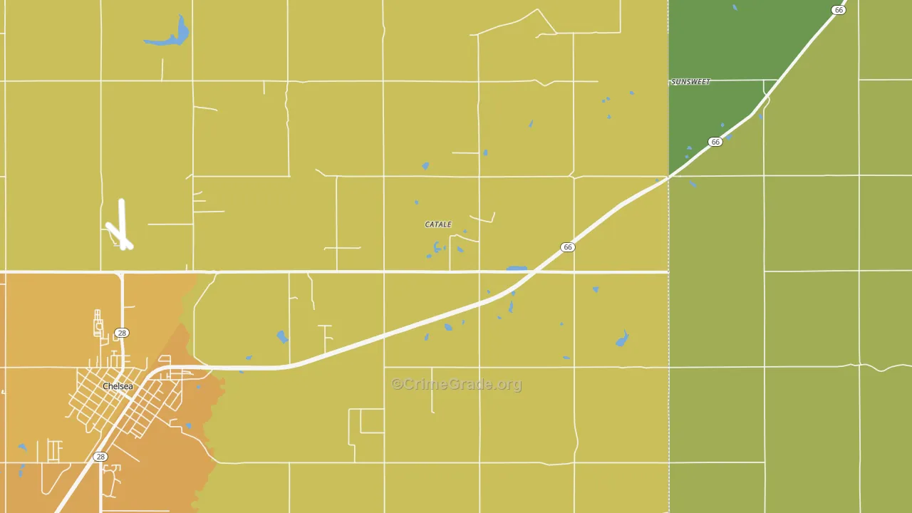 Catale, OK Map of Robbery Rates