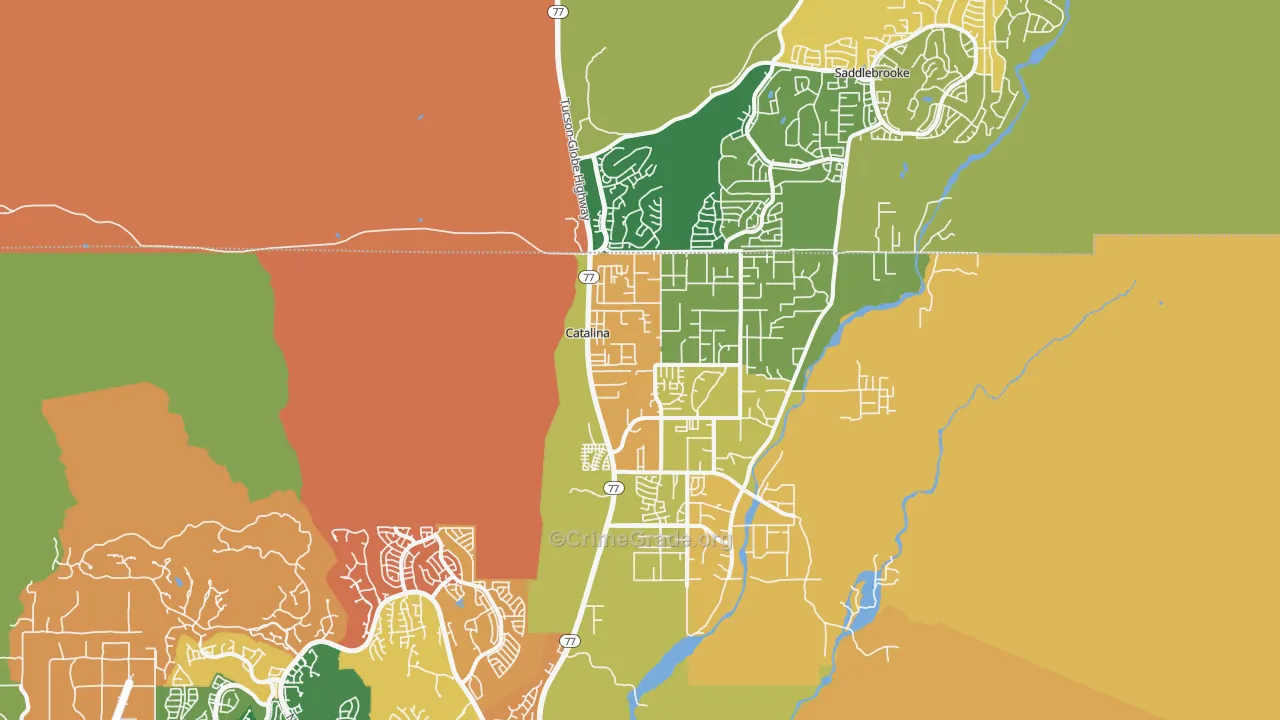 Catalina, AZ Map of Robbery Rates